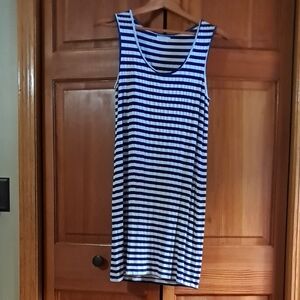 Tulle Navy and White Striped Sleeveless Dress